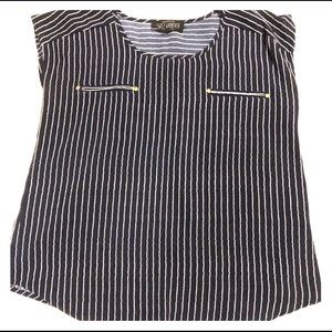 Anthropologie Navy and White Stripped Top
